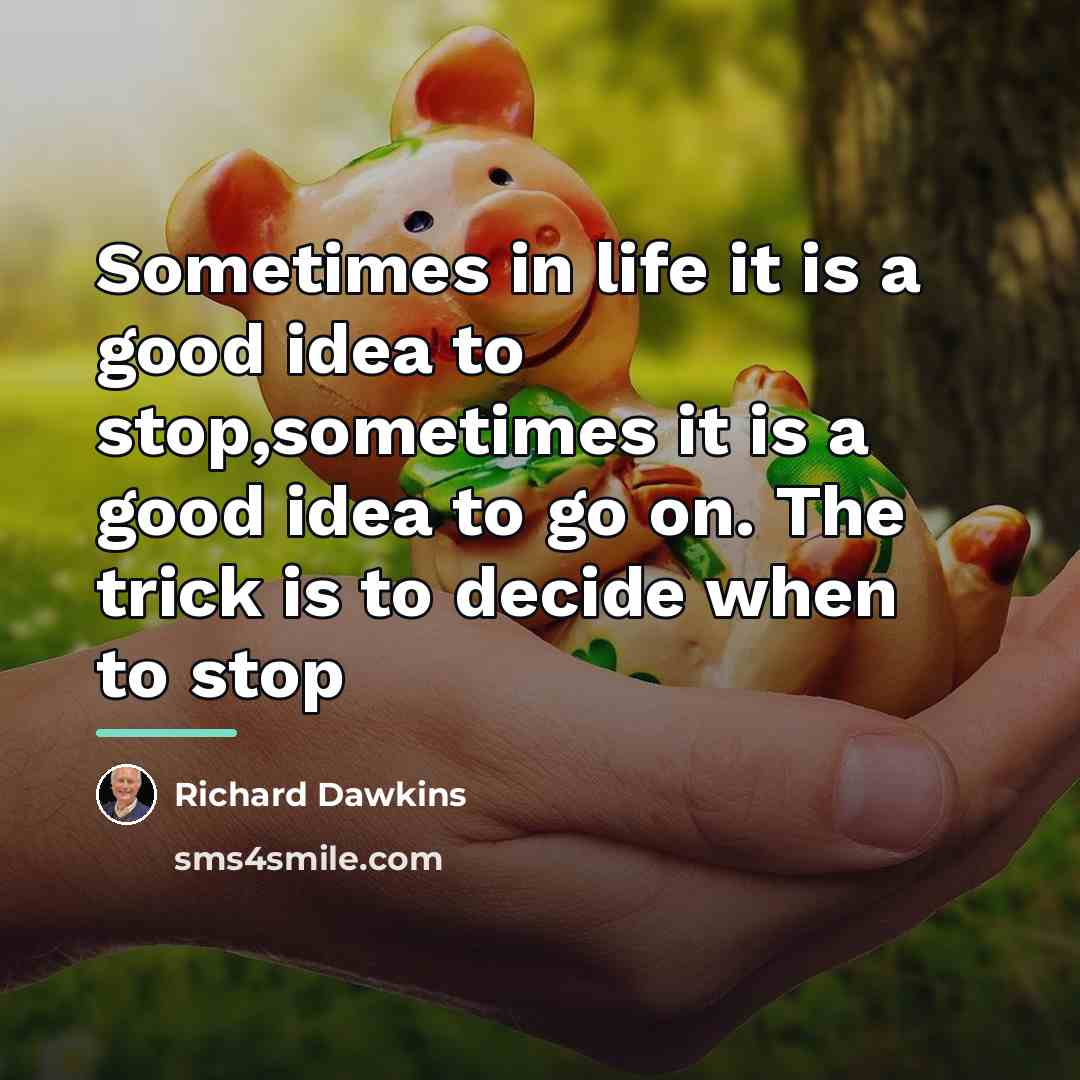 “Sometimes in life it is a good idea to stop,sometimes…” quote by Richard Dawkins