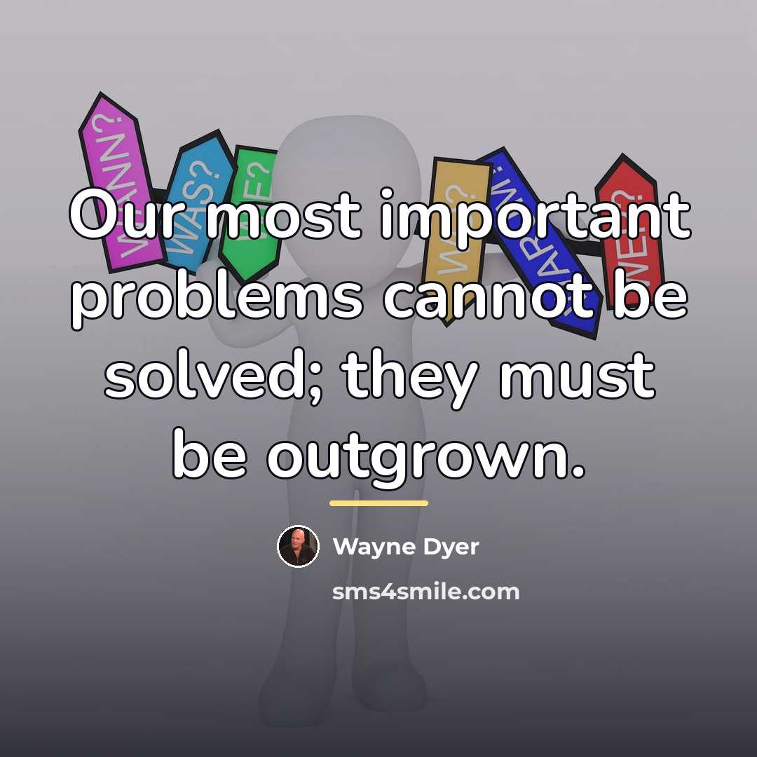 “Our most important problems cannot be solved; they must be…” quote by Wayne Dyer