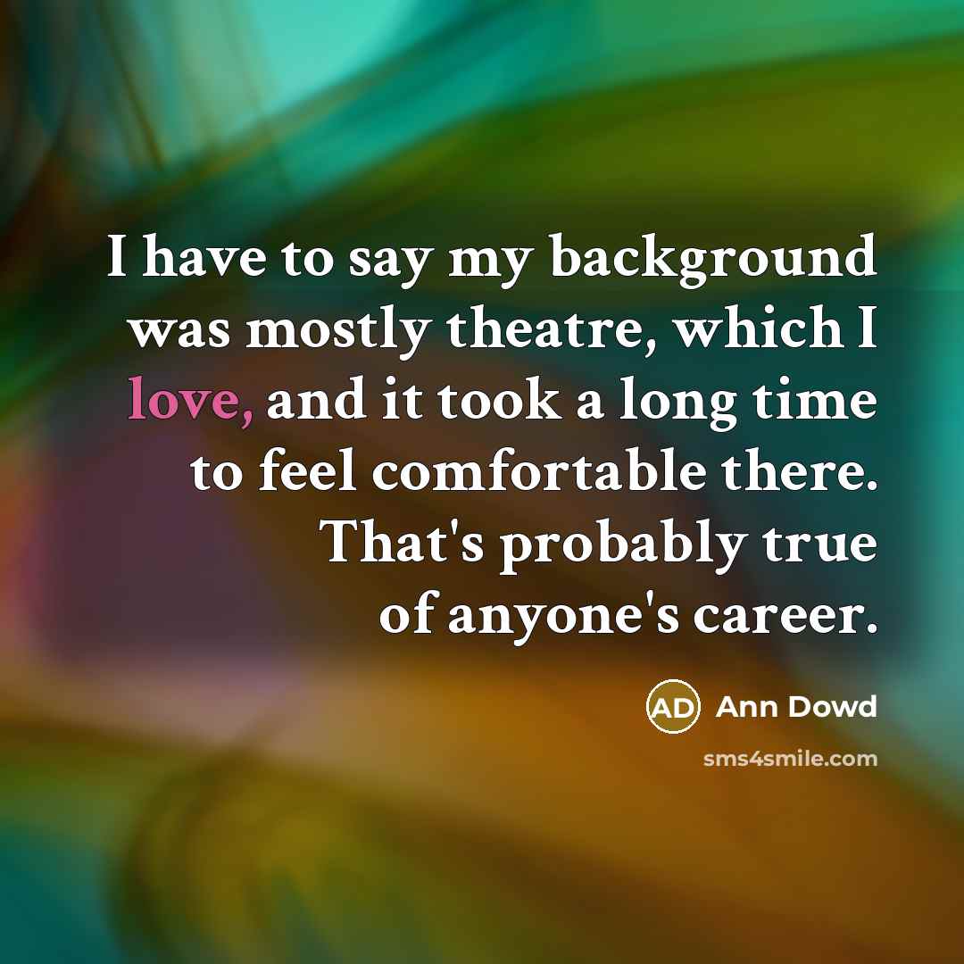 “I have to say my background was mostly theatre, which…” quote by Ann Dowd