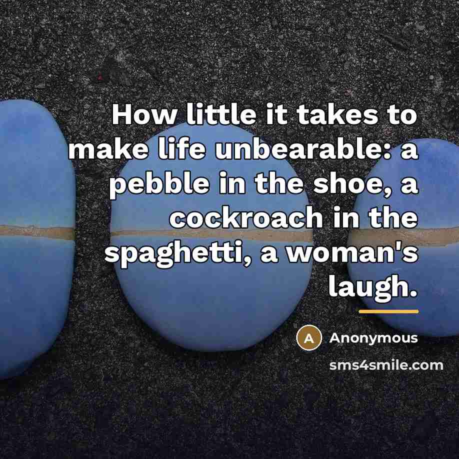 “How little it takes to make life unbearable: a pebble…” quote by Anonymous