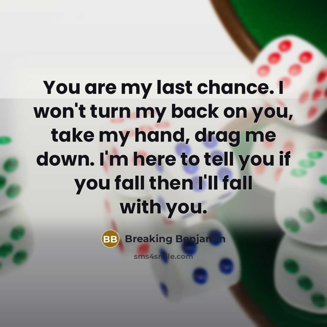 “You are my last chance. I won't turn my back…” quote by Breaking Benjamin