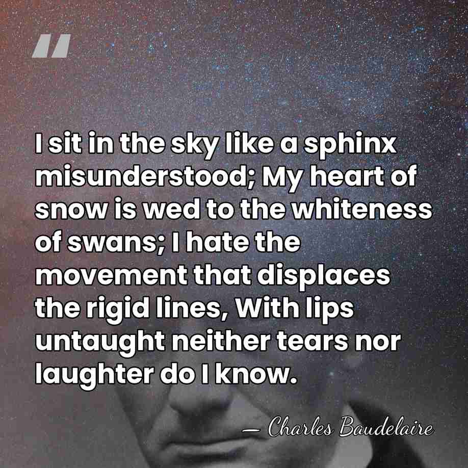 I sit in the sky like a sphinx misunderstood; My heart of&hellip; - Charles Baudelaire