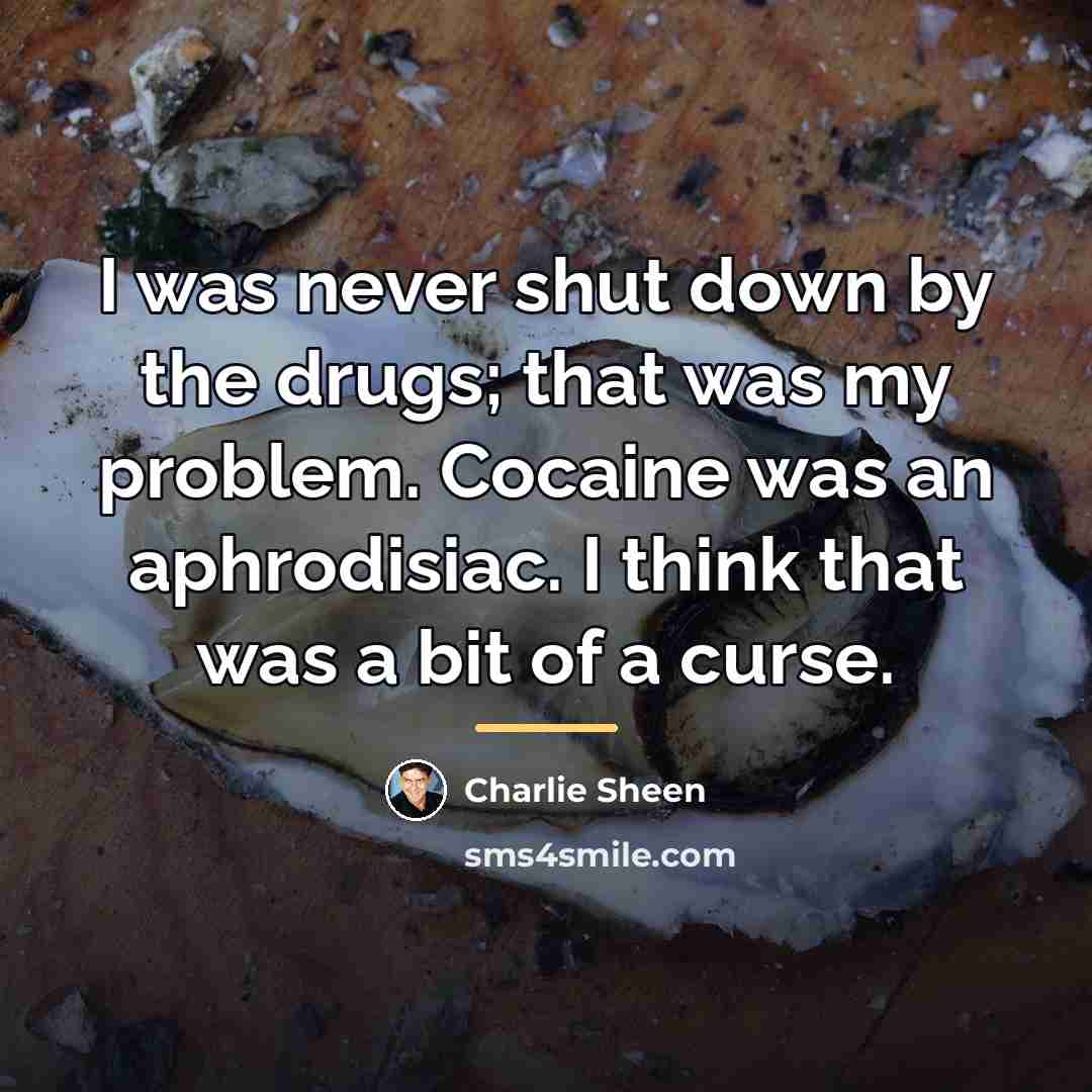 “I was never shut down by the drugs; that was…” quote by Charlie Sheen