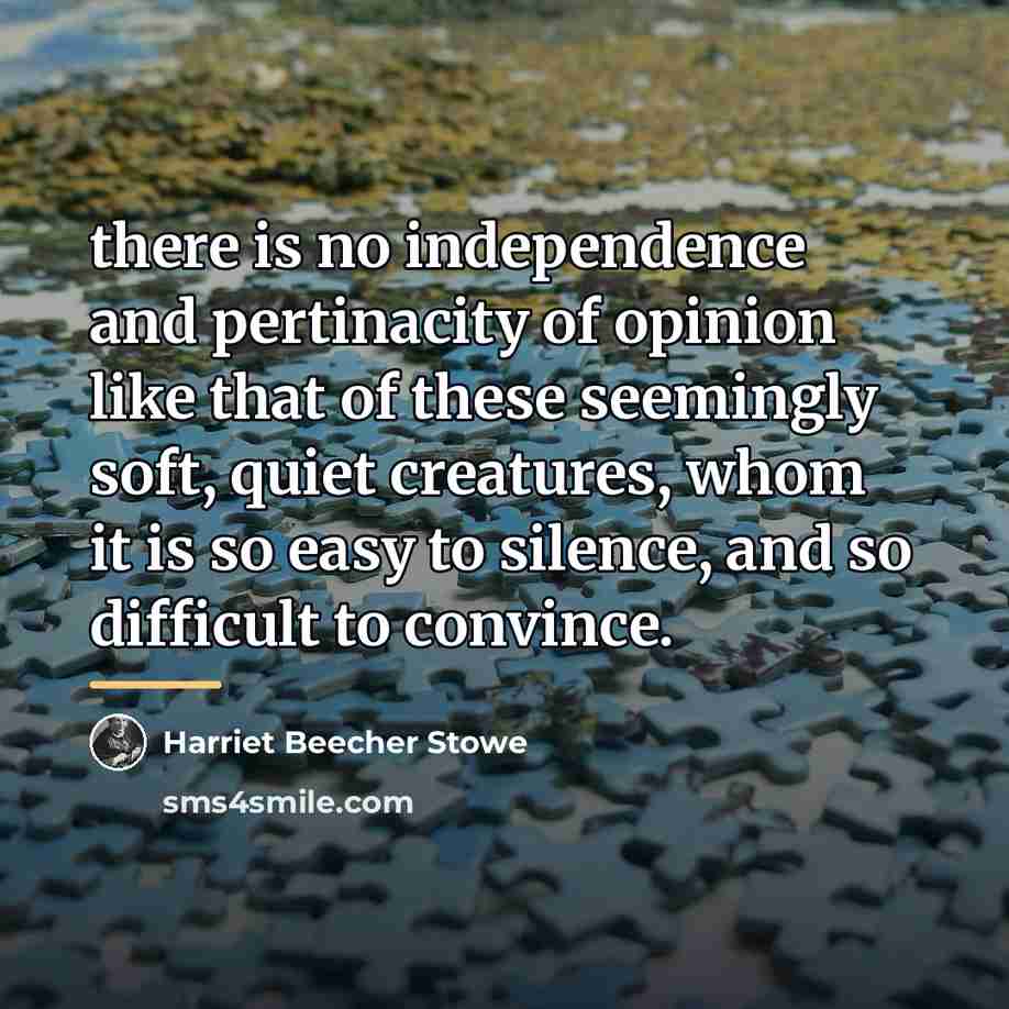 “there is no independence and pertinacity of opinion like that…” quote by Harriet Beecher Stowe