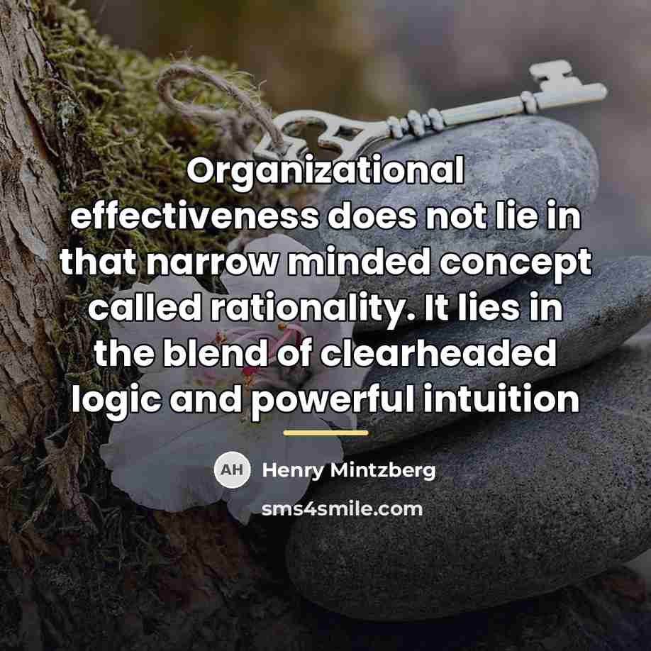 “Organizational effectiveness does not lie in that narrow minded concept…” quote by Henry Mintzberg