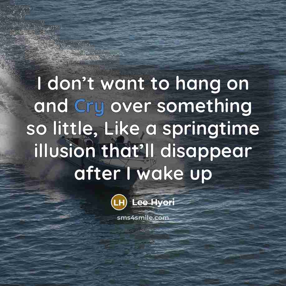 “I don’t want to hang on and Cry over something…” quote by Lee Hyori