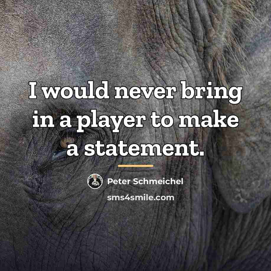 “I would never bring in a player to make a…” quote by Peter Schmeichel