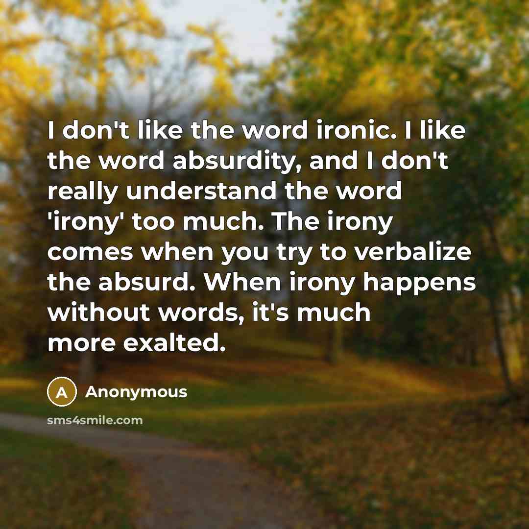 “I don't like the word ironic. I like the word…” quote by Anonymous