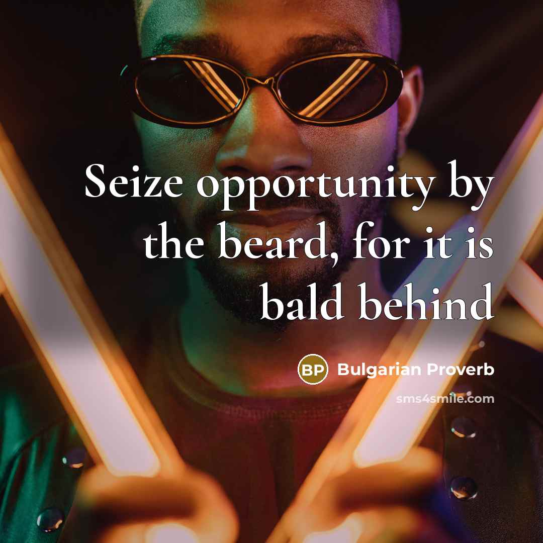 “Seize opportunity by the beard, for it is bald behind…” quote by Bulgarian Proverb