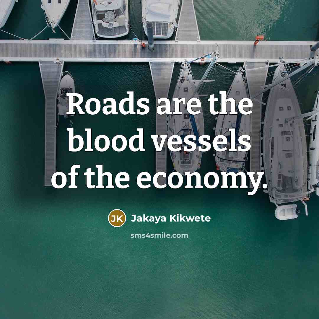 “Roads are the blood vessels of the economy.…” quote by Jakaya Kikwete