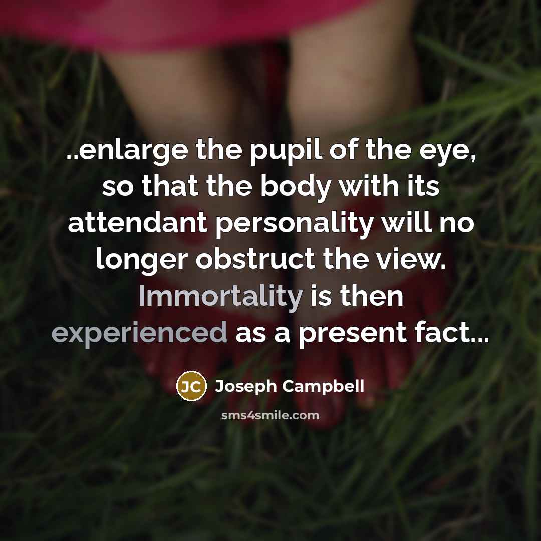 “..enlarge the pupil of the eye, so that the body…” quote by Joseph Campbell