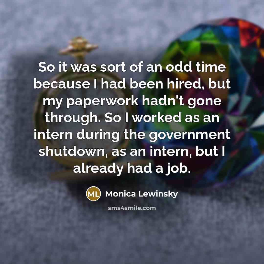 “So it was sort of an odd time because I…” quote by Monica Lewinsky