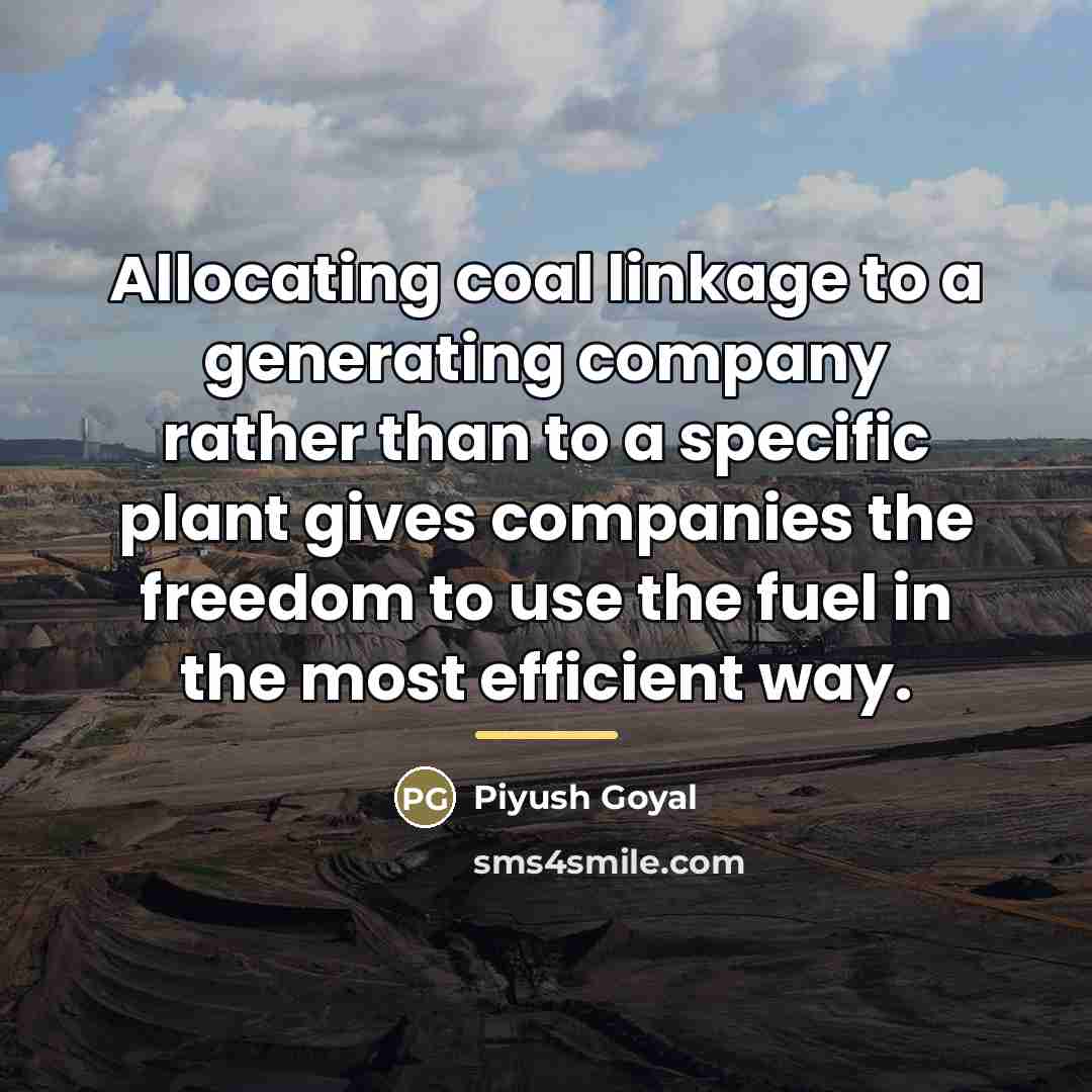 “Allocating coal linkage to a generating company rather than to…” quote by Piyush Goyal