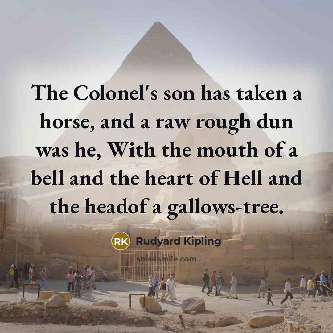 “The Colonel's son has taken a horse, and a raw…” quote by Rudyard Kipling