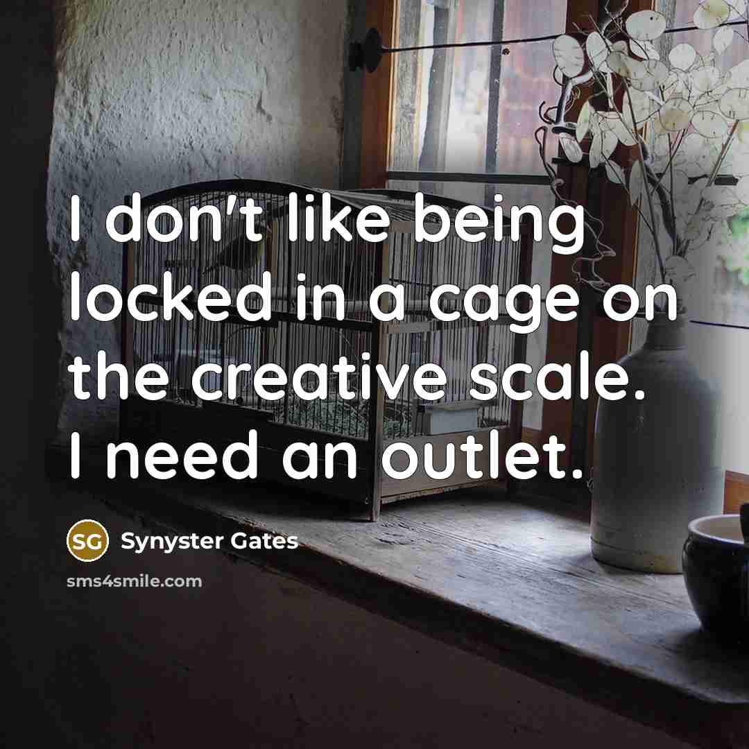 “I don't like being locked in a cage on the…” quote by Synyster Gates