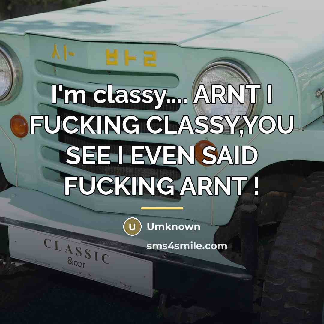 “I'm classy.... ARNT I FUCKING CLASSY,YOU SEE I EVEN SAID…” quote by UMKNOWN
