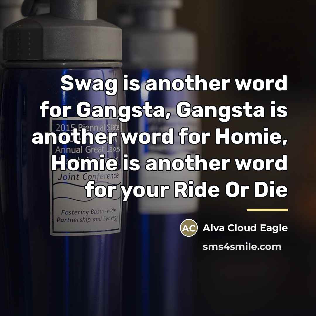“Swag is another word for Gangsta, Gangsta is another word…” quote by Alva Cloud Eagle