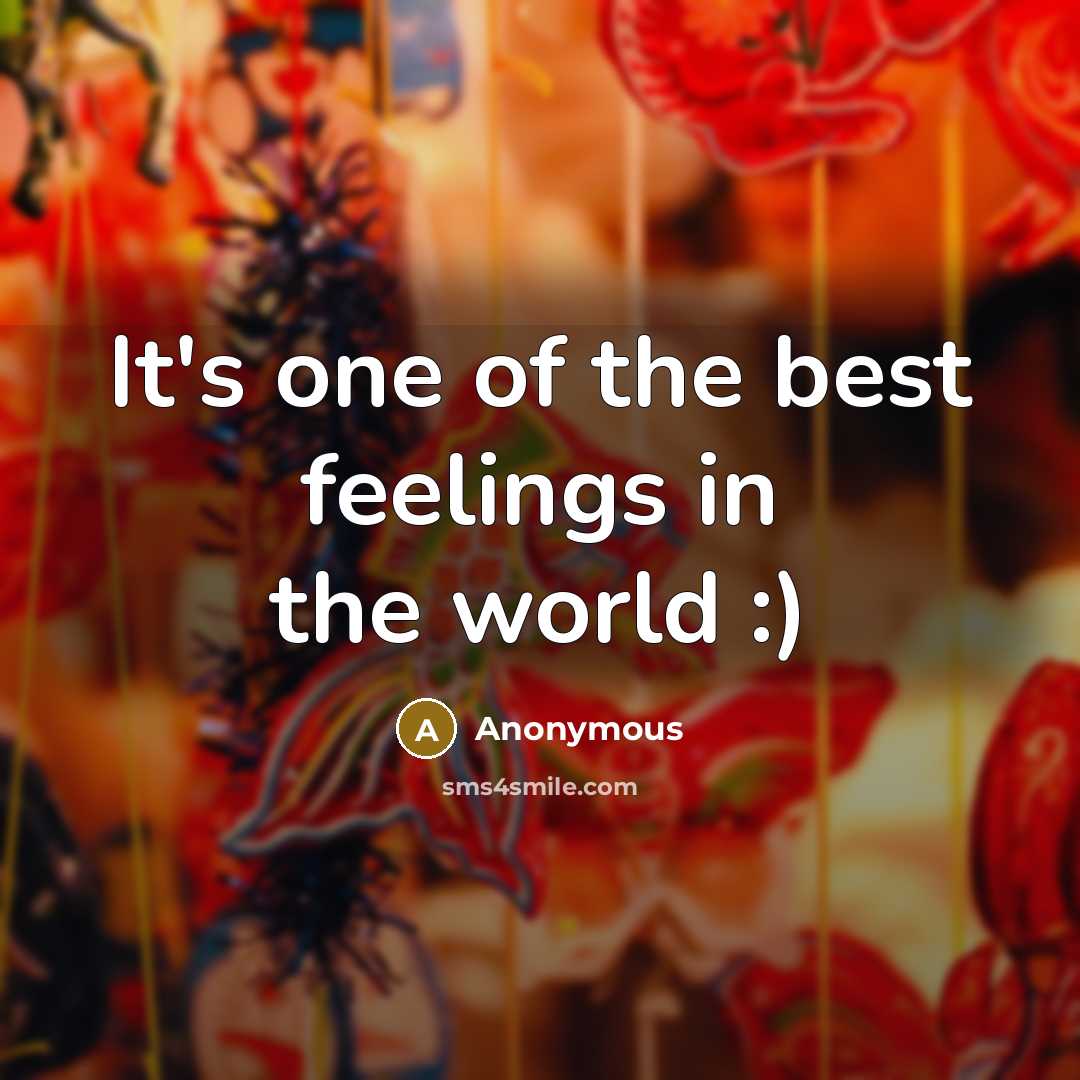 “It's one of the best feelings in the world :)” quote by Anonymous