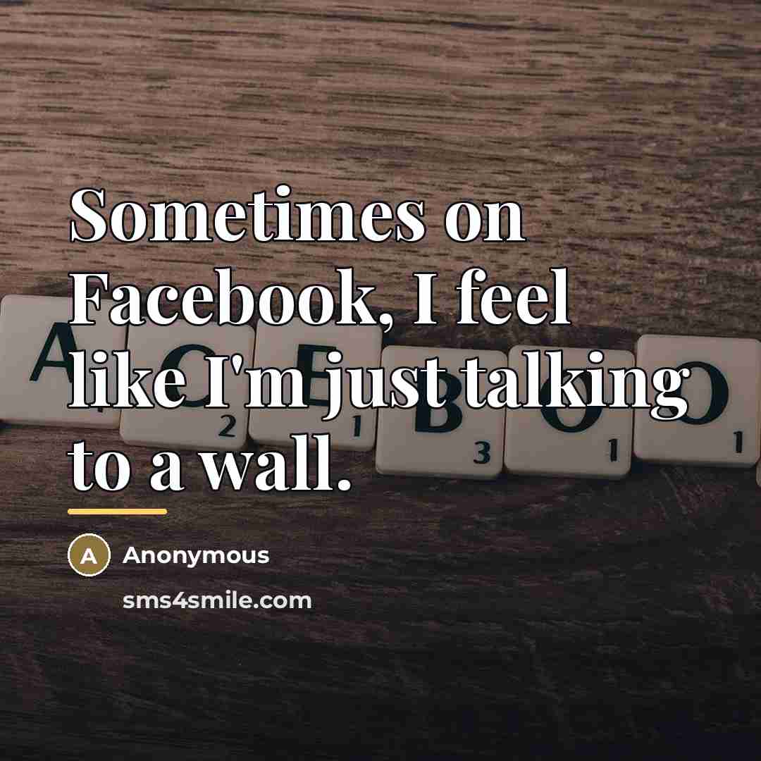 “Sometimes on Facebook, I feel like I'm just talking to…” quote by Anonymous