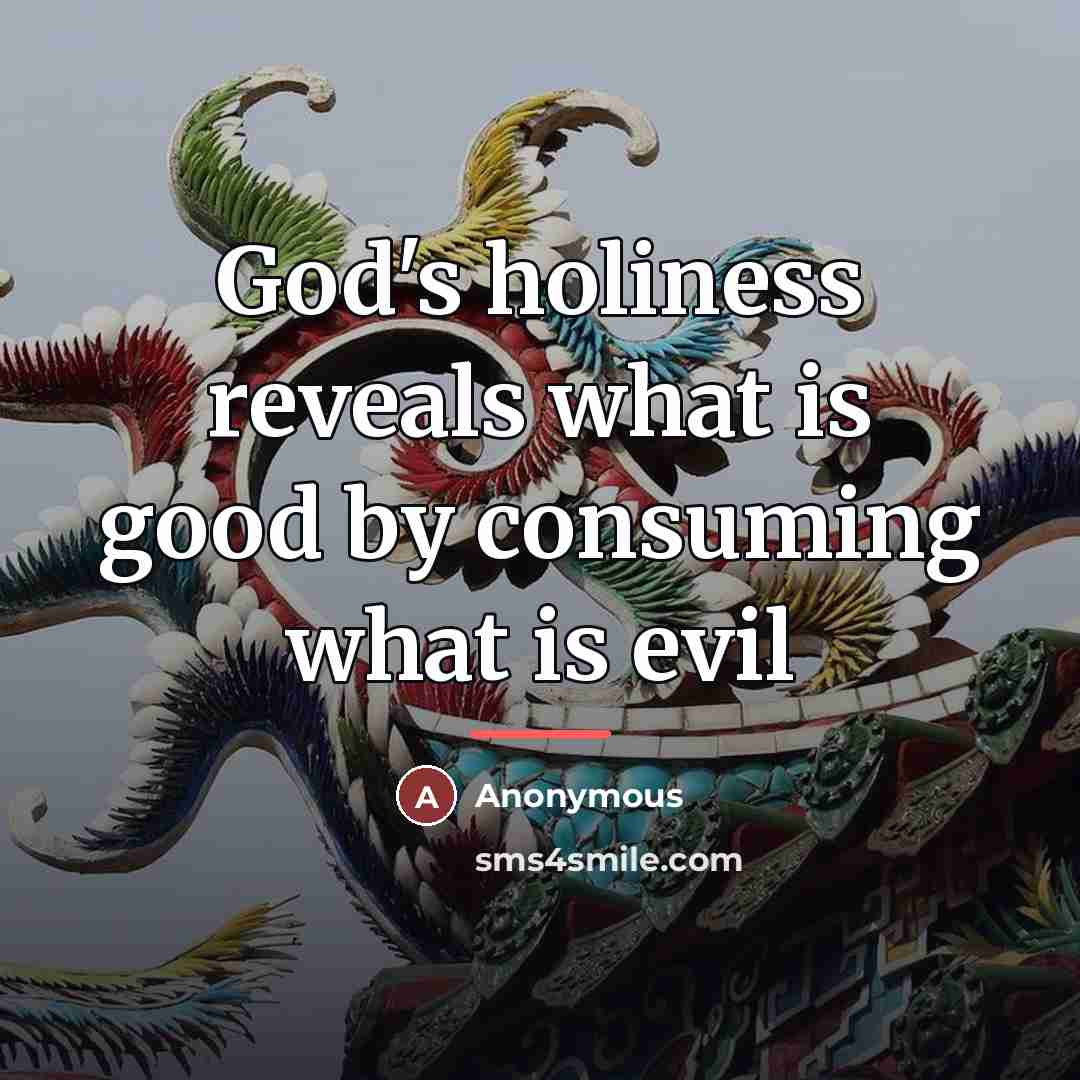 “God's holiness reveals what is good by consuming what is…” quote by Anonymous