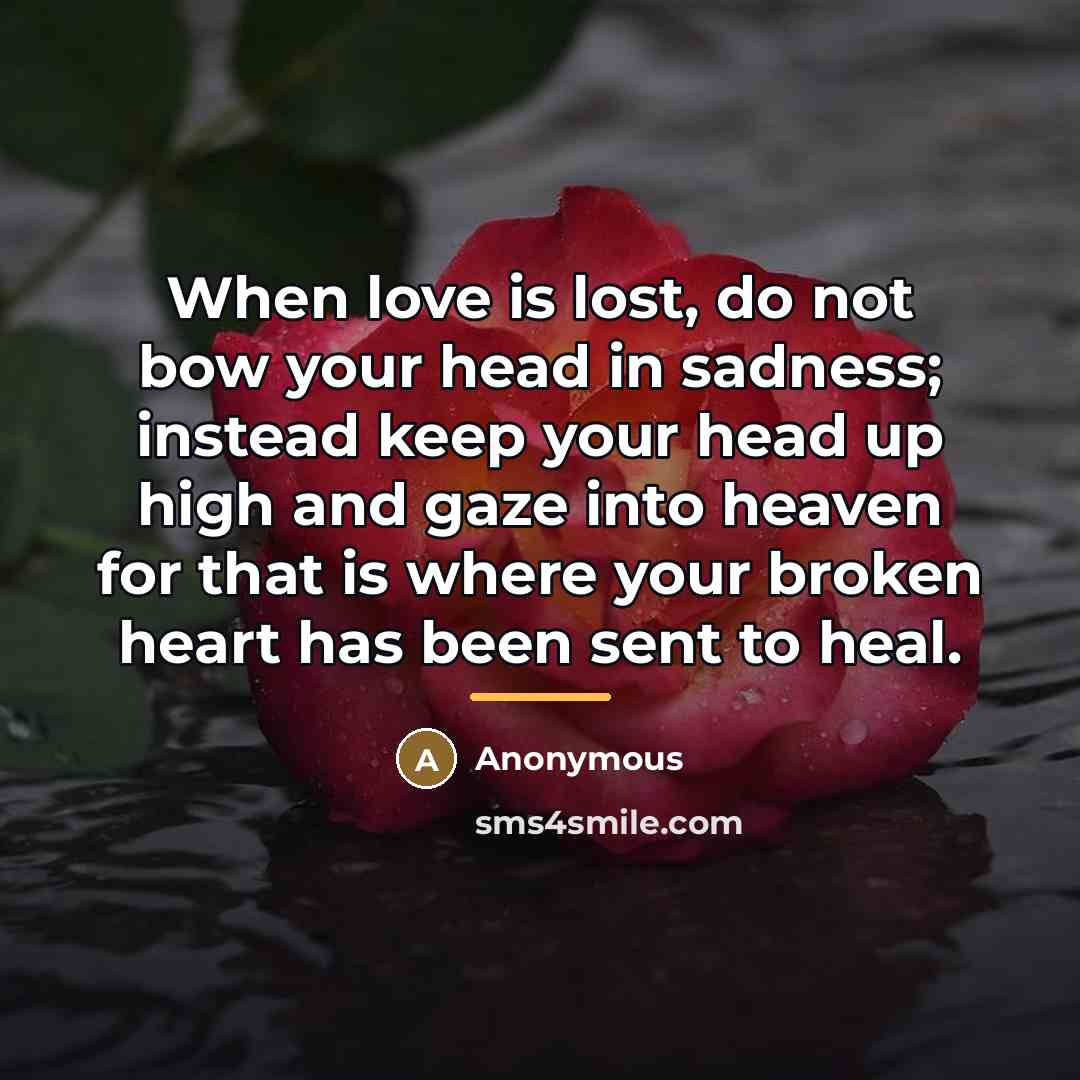 “When love is lost, do not bow your head in…” quote by Anonymous