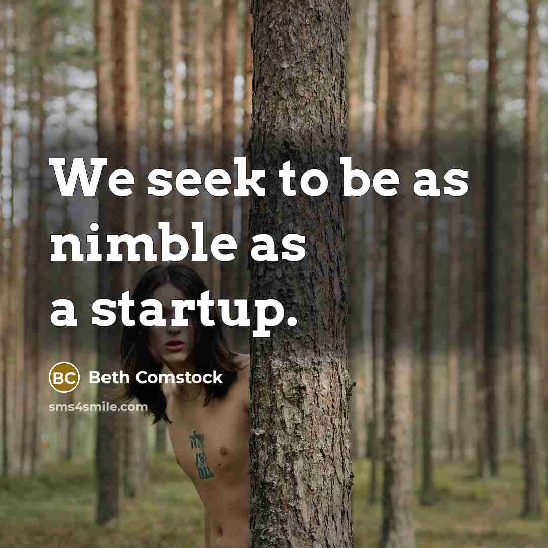 “We seek to be as nimble as a startup.” quote by Beth Comstock