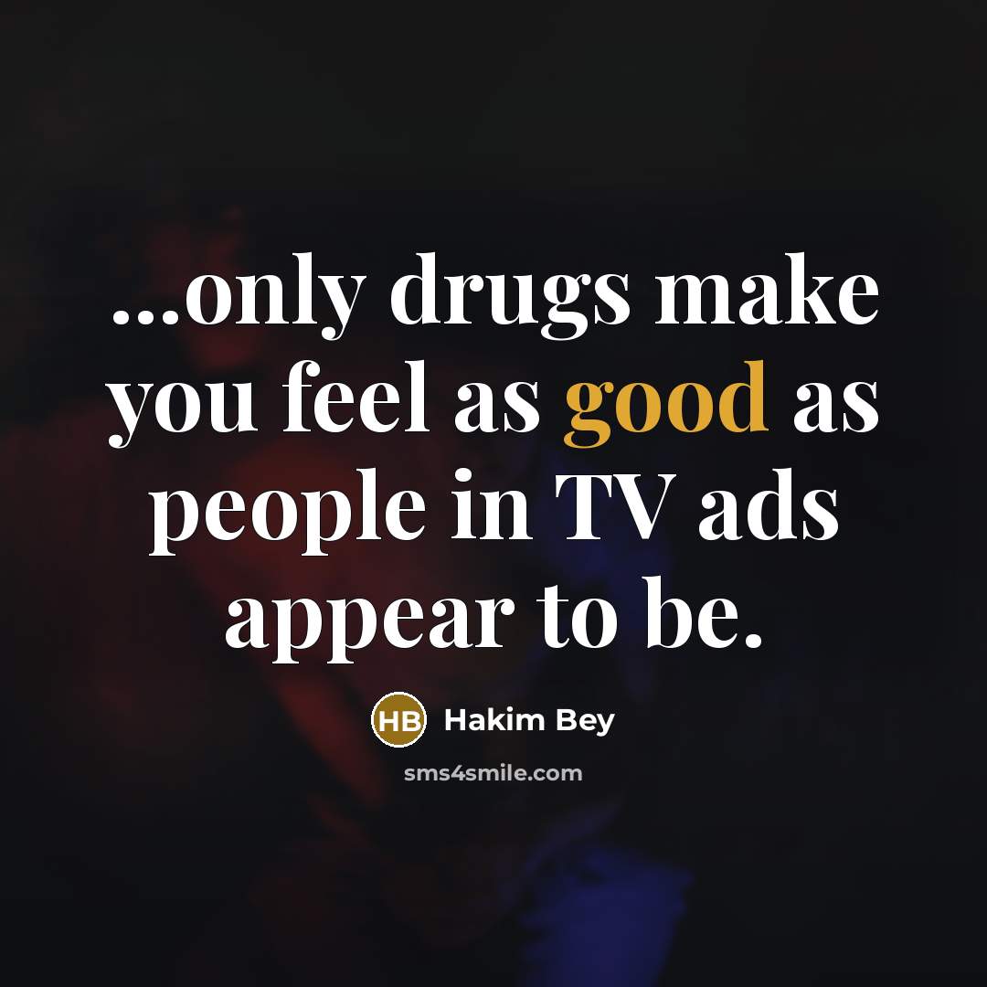 “...only drugs make you feel as good as people in…” quote by Hakim Bey