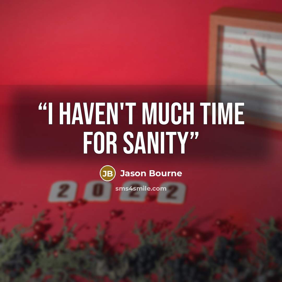 “I haven't much time for sanity” quote by Jason Bourne