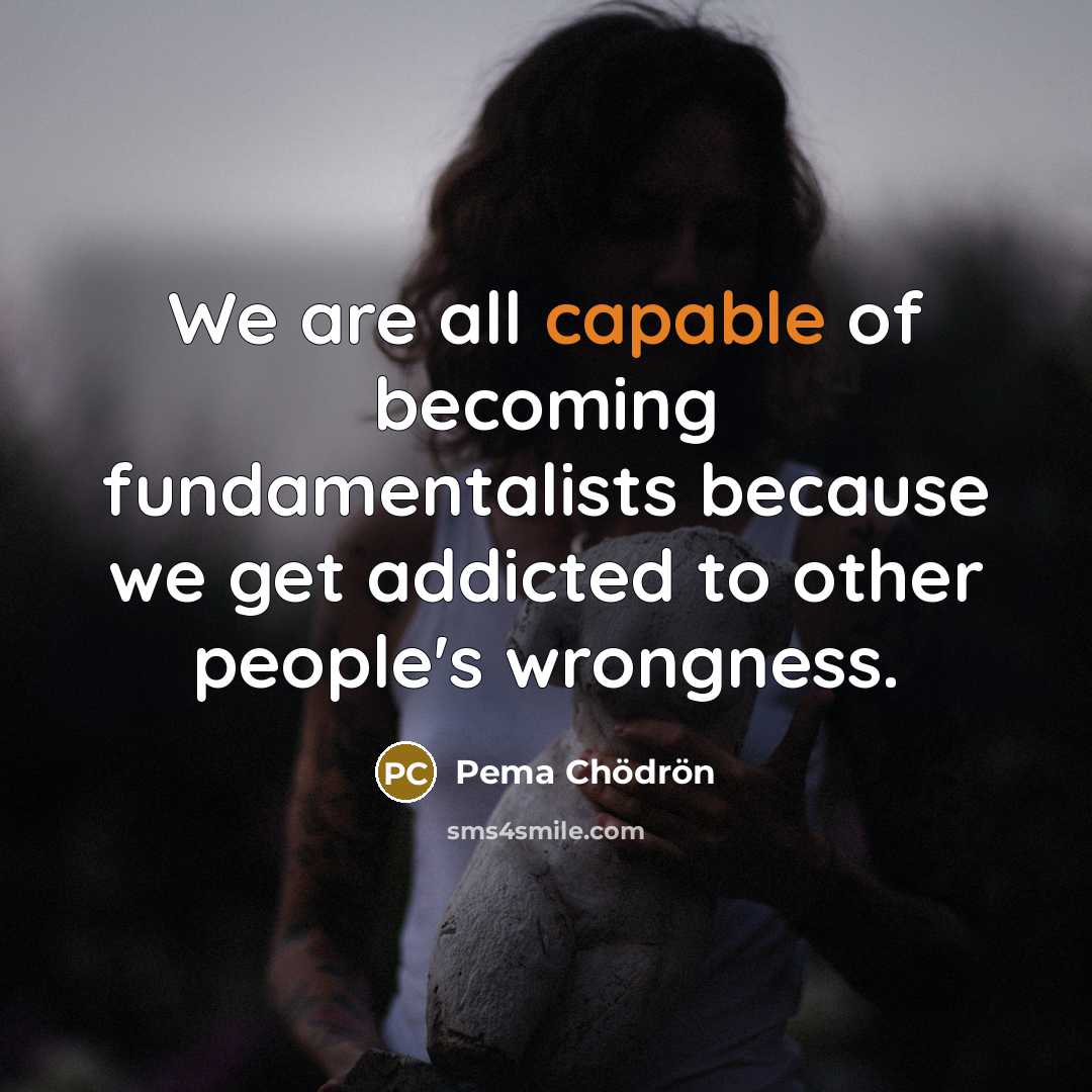 “We are all capable of becoming fundamentalists because we get…” quote by Pema Chodron