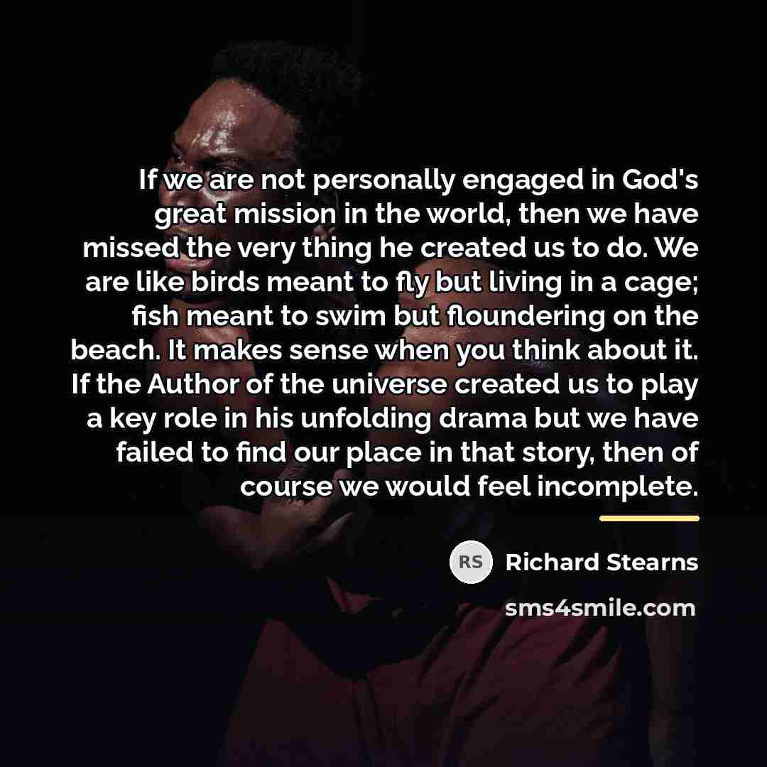 “If we are not personally engaged in God's great mission…” quote by Richard Stearns