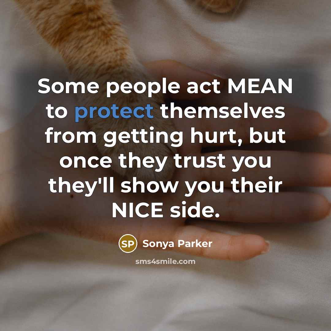 “Some people act MEAN to protect themselves from getting hurt,…” quote by Sonya Parker