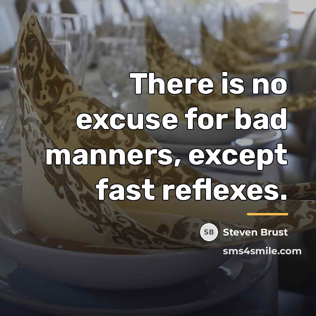 “There is no excuse for bad manners, except fast reflexes.…” quote by Steven Brust