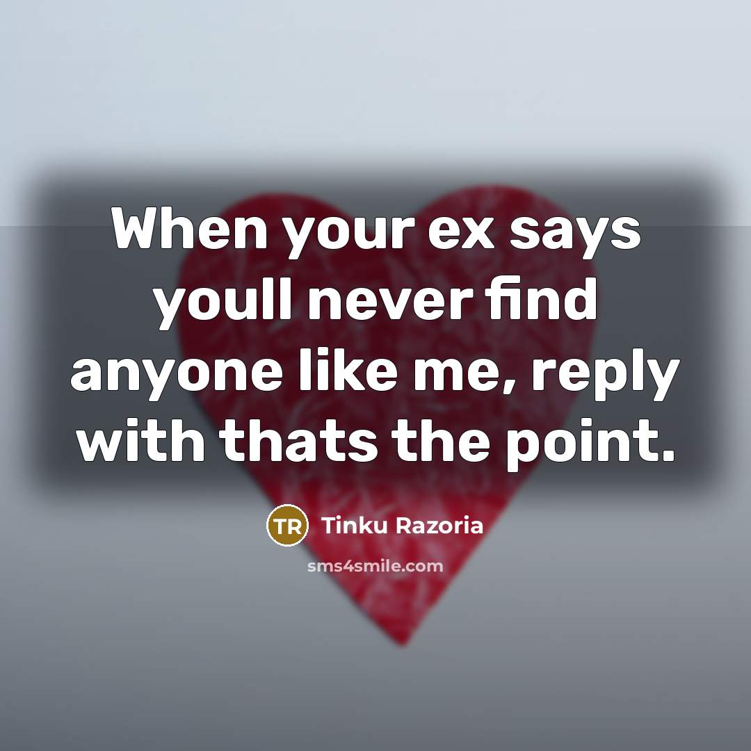 “When your ex says youll never find anyone like me,…” quote by Tinku Razoria
