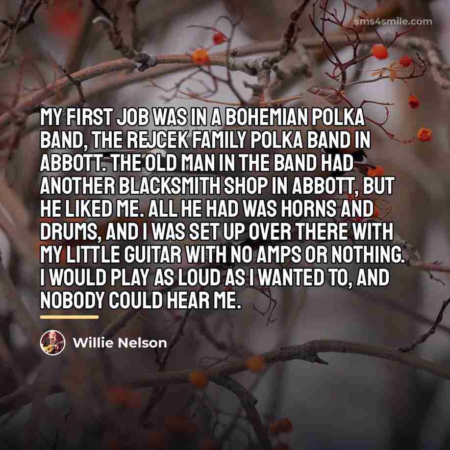 “My first job was in a Bohemian polka band, the…” quote by Willie Nelson