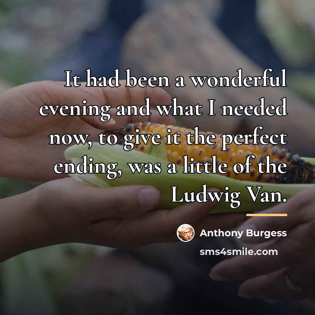 “It had been a wonderful evening and what I needed…” quote by Anthony Burgess