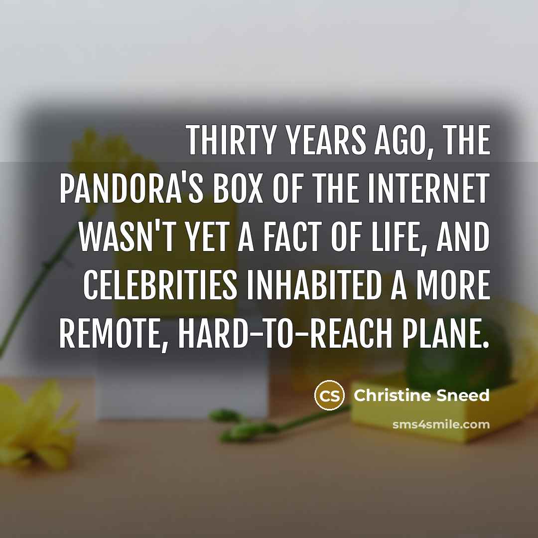 “Thirty years ago, the Pandora's box of the Internet wasn't…” quote by Christine Sneed