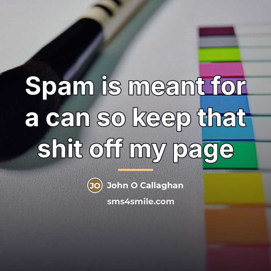 “Spam is meant for a can so keep that shit…” quote by John O Callaghan