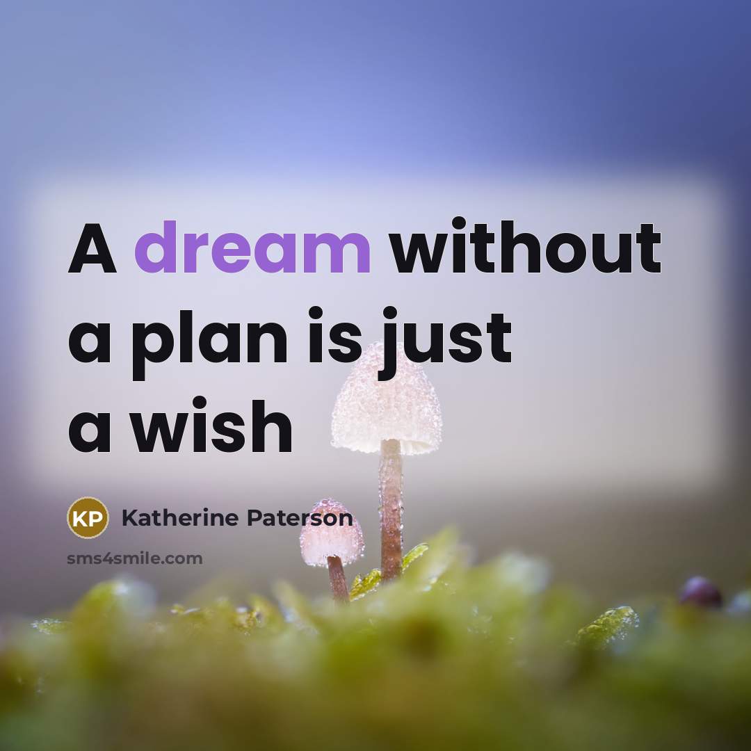 “A dream without a plan is just a wish…” quote by Katherine Paterson