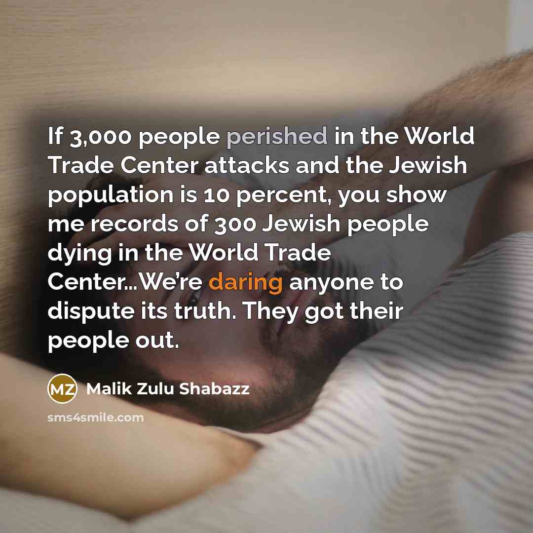 “If 3,000 people perished in the World Trade Center attacks…” quote by Malik Zulu Shabazz