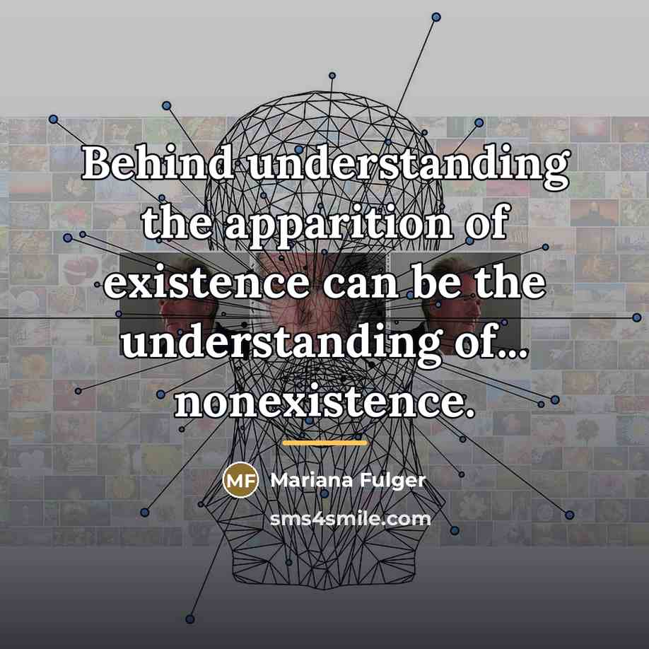 “Behind understanding the apparition of existence can be the understanding…” quote by Mariana Fulger