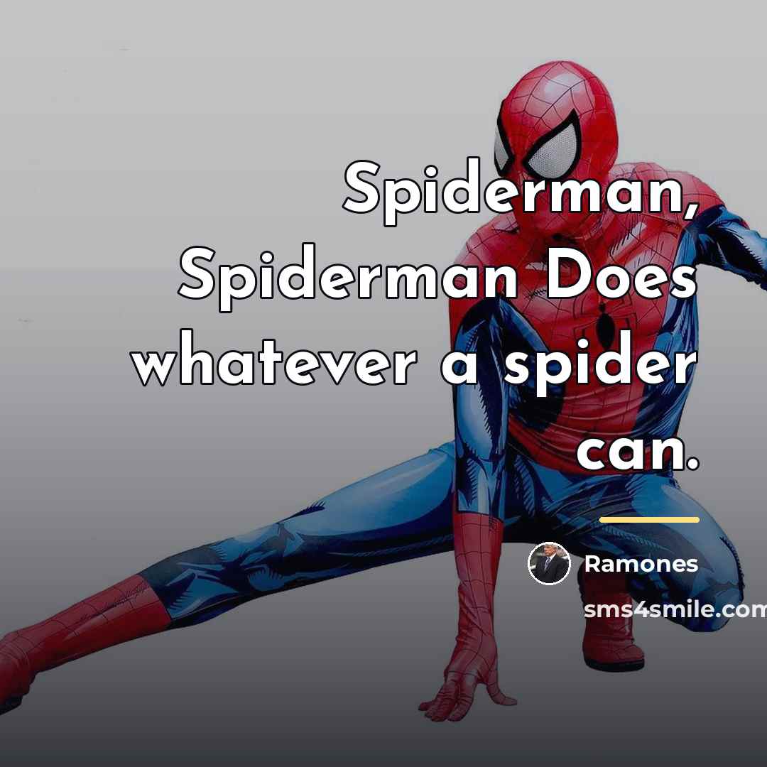 “Spiderman, Spiderman Does whatever a spider can.…” quote by Ramones