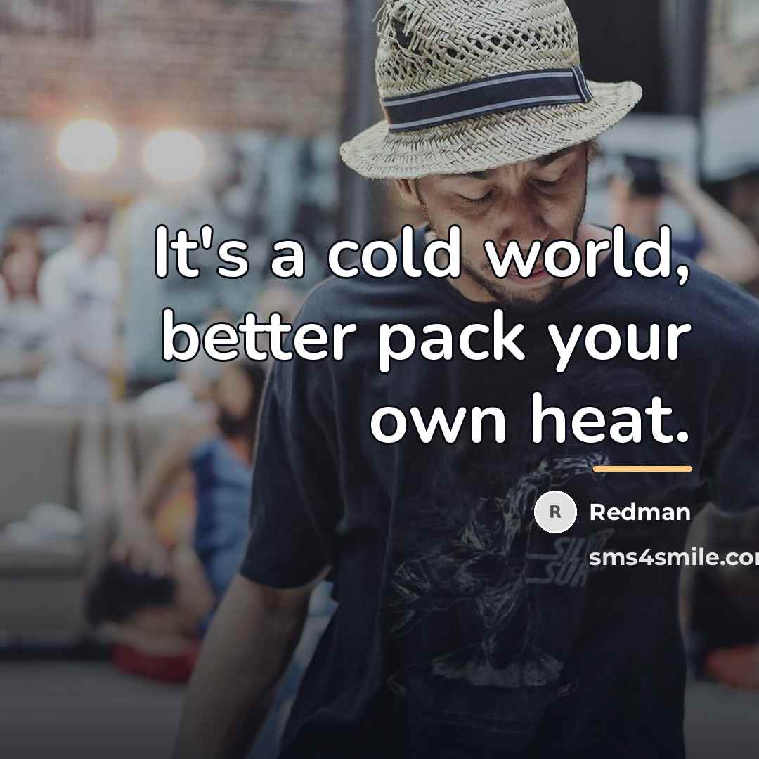 “It's a cold world, better pack your own heat.…” quote by Redman