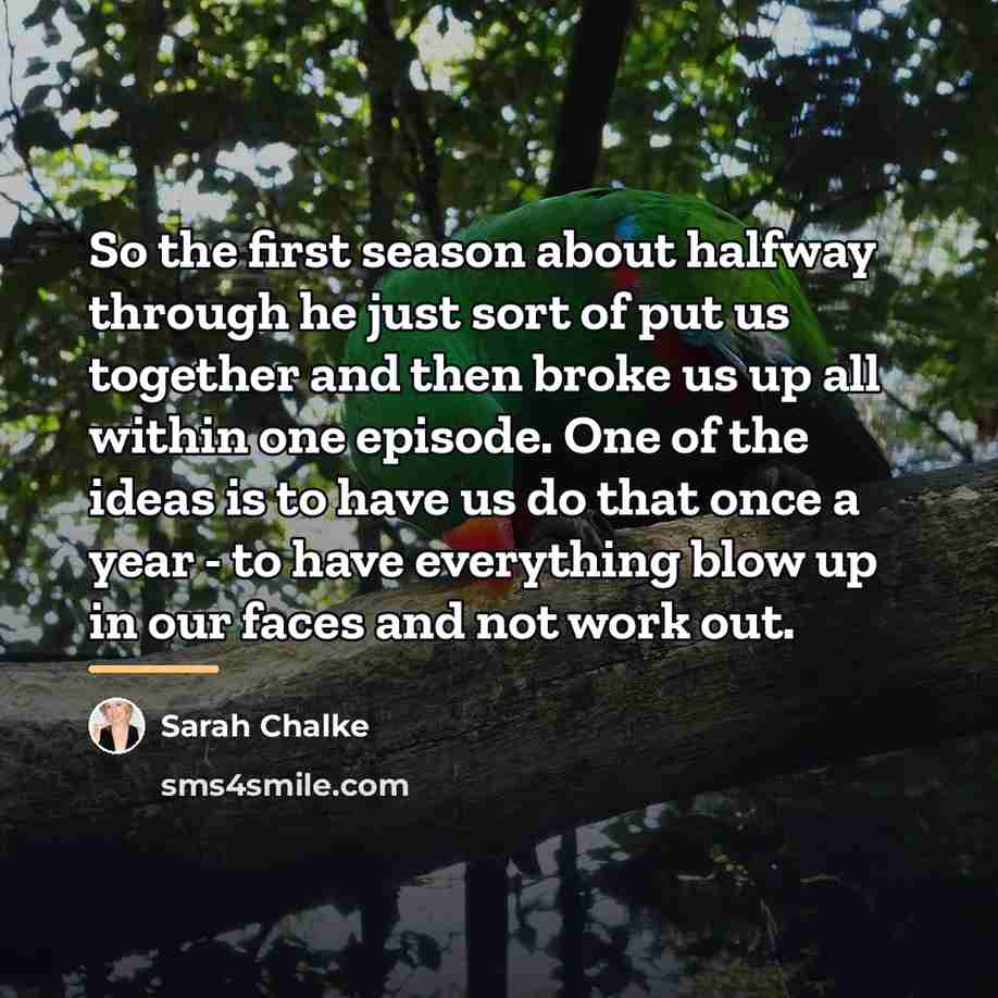 “So the first season about halfway through he just sort…” quote by Sarah Chalke