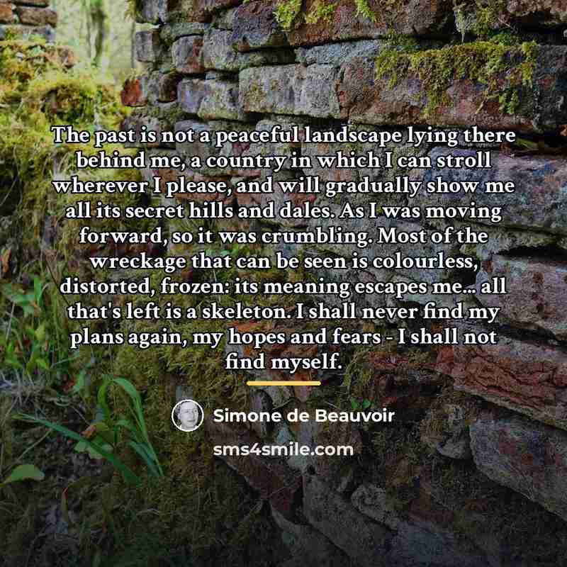 “The past is not a peaceful landscape lying there behind…” quote by Simone de Beauvoir
