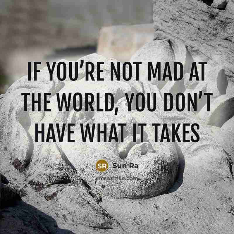 “If you’re not mad at the world, you don’t have…” quote by Sun Ra
