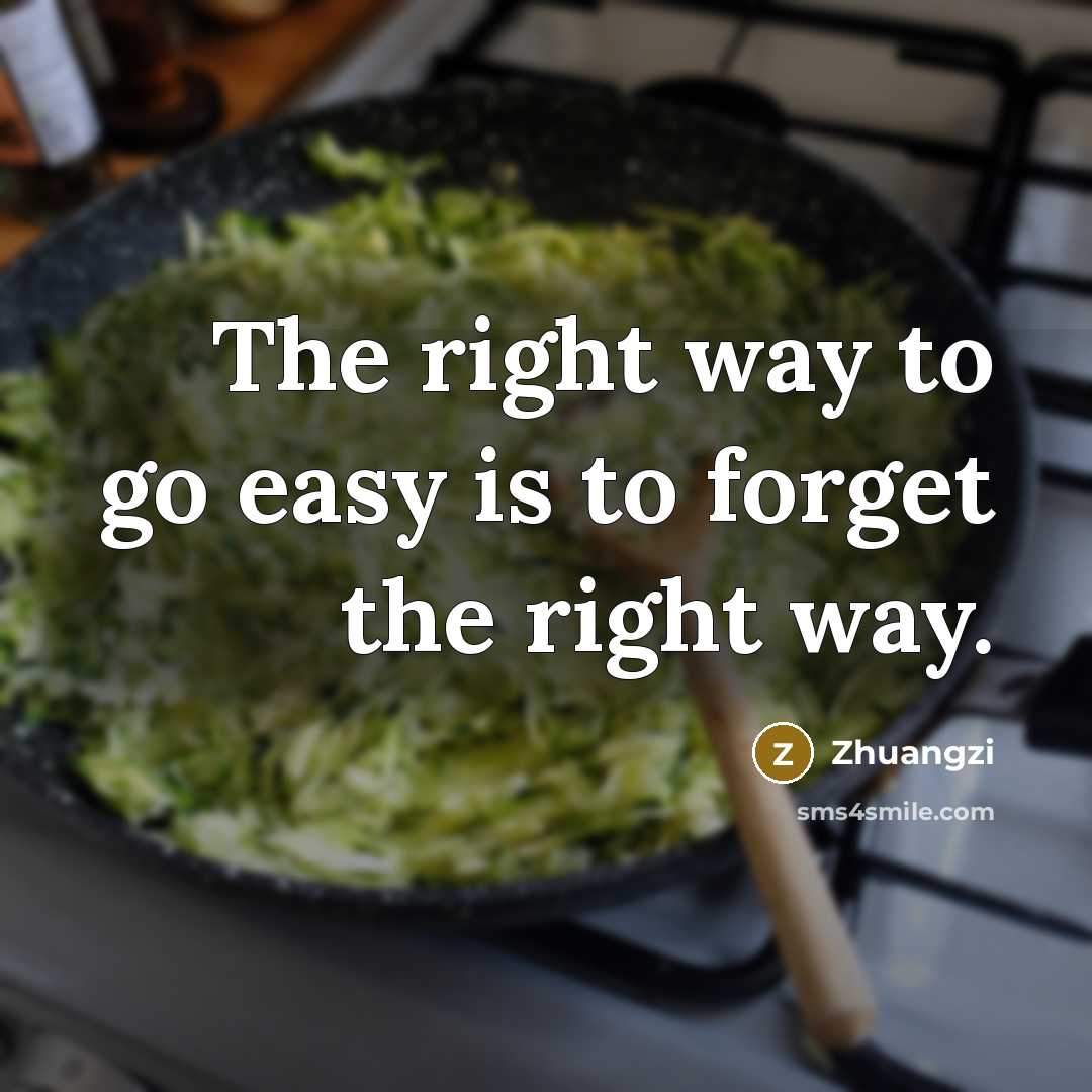 “The right way to go easy is to forget the…” quote by Zhuangzi