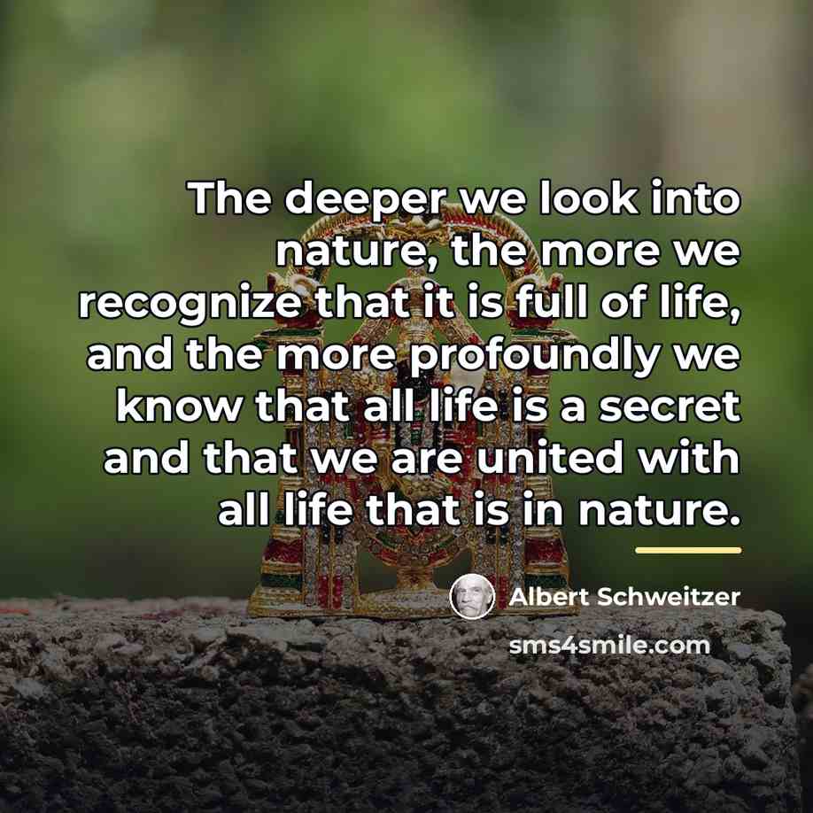 “The deeper we look into nature, the more we recognize…” quote by Albert Schweitzer