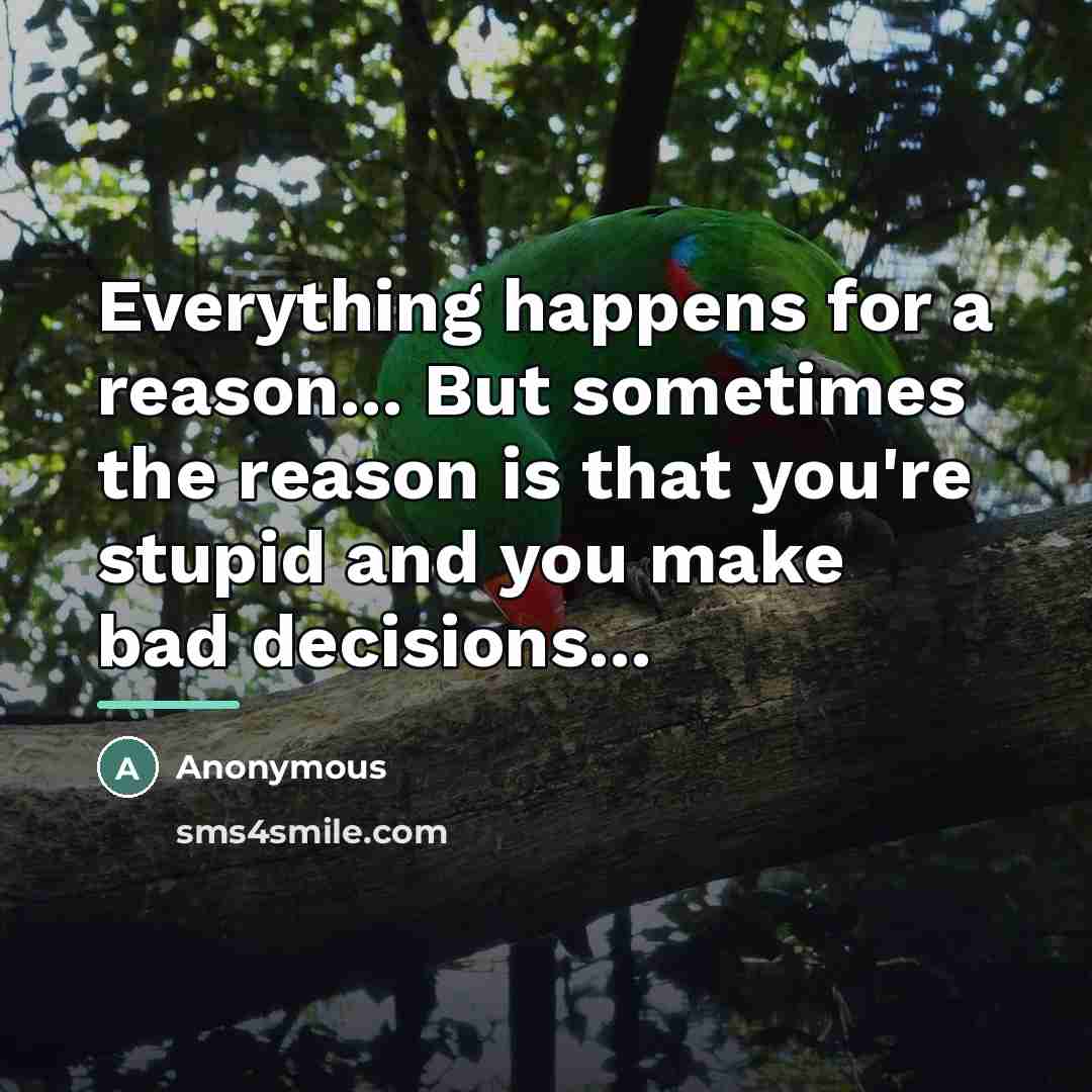 “Everything happens for a reason... But sometimes the reason is…” quote by Anonymous