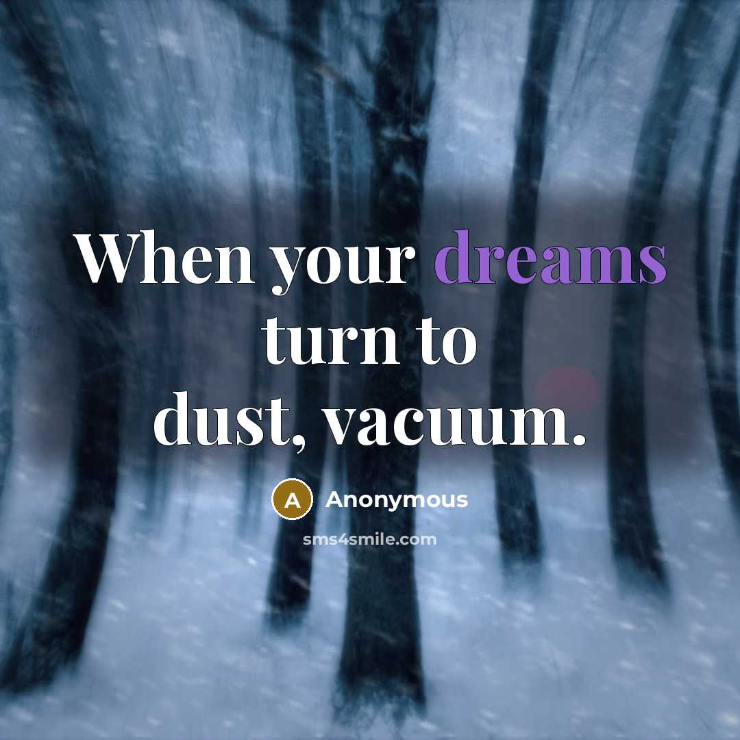 “When your dreams turn to dust, vacuum.” quote by Anonymous