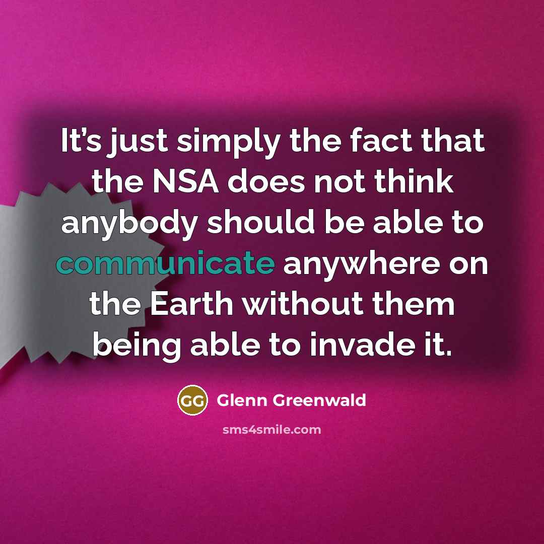 “It’s just simply the fact that the NSA does not…” quote by Glenn Greenwald